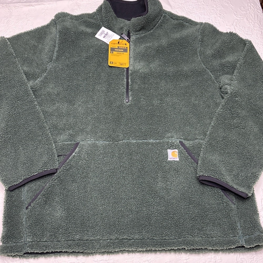 CARHARTT Loose Fit Sherpa Fleece 3/4 Zip Green Model #0J6443-M Sz XLT NWT